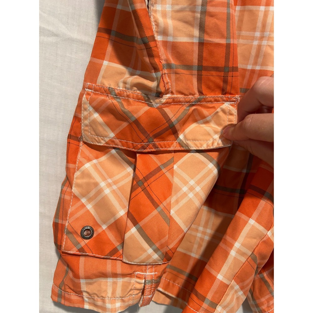 John Bartlett Consensus Mens Orange Plaid Swim Trunks Cargo Pocket Large 2365 - Picture 10 of 11